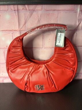 Badgley Mischka Red Crescent Shoulder Bag